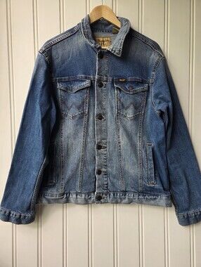 Wrangler Retro Unlined Denim Cowboy Blue Jean Jacket Mens Large